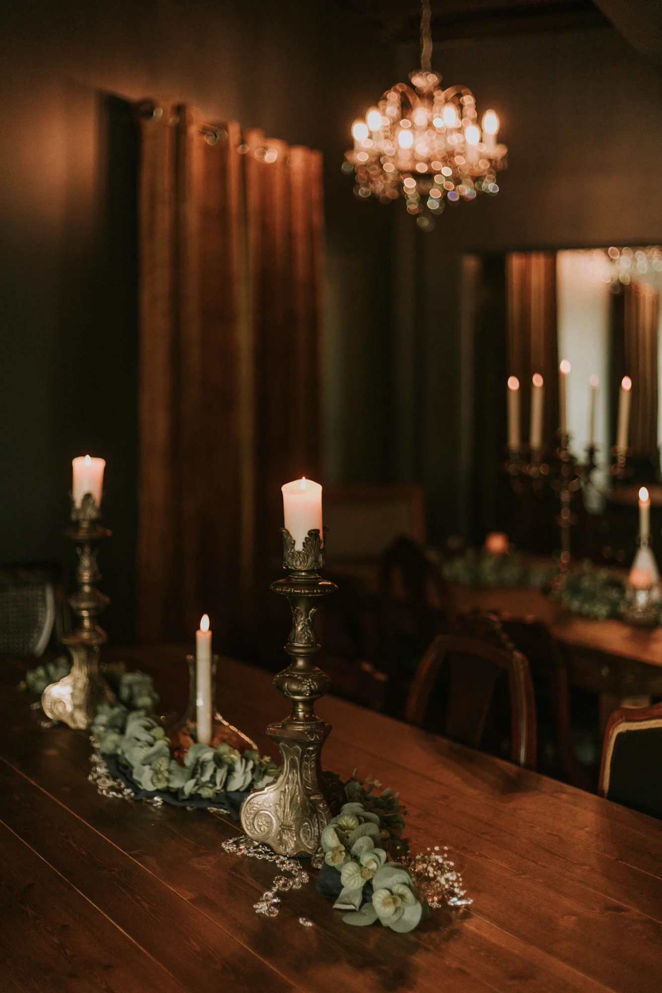 A farmhouse dining table dressed for a gathering